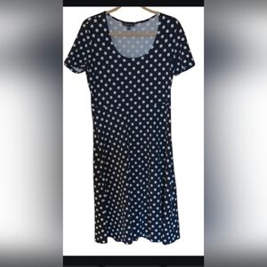Slinky Brand Navy and White Polka Dot Midi Dress. Never used.